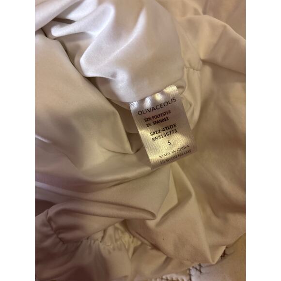 Olivaceous White Satin Mini Dress – Size Small - Picture 3 of 5